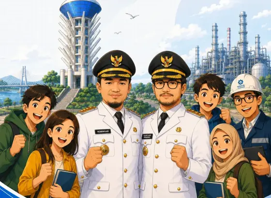 Foto Pimpinan Daerah dan Mahasiswa Penerima Beasiswa SICERDAS Kota Cilegon